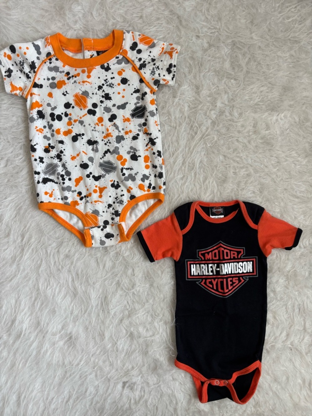 Harley-Davidson Orange, Black & White Baby Bodysuit Set